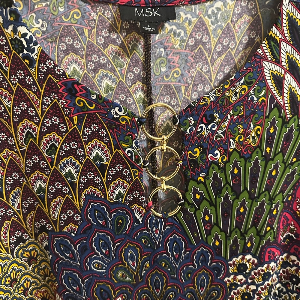MSK Multicolor Patterned Peacock Dress - Picture 2 of 7